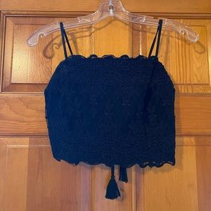Kendall and Kylie Black Lace-Up Crop Top Size S